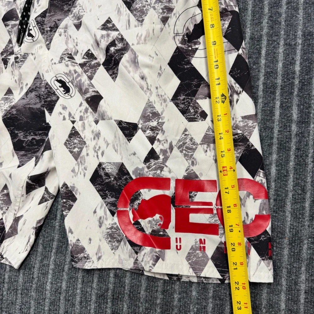 Ecko Unltd Mens XL White Black Geometric Diamond Swim Trunks Board Shorts (2473)